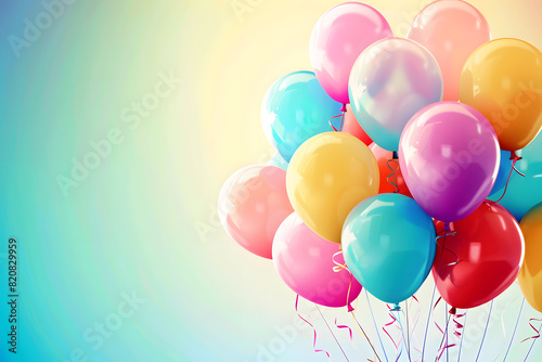 Colorful balloons on radiant background