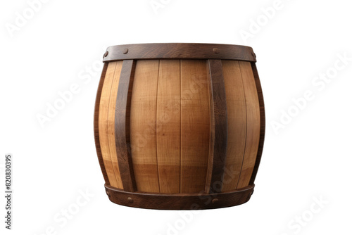 The Lone Barrel: A Rustic Charm on a White or Clear Surface PNG Transparent Background. © Usama