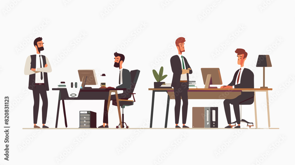 Men dressed in business clothes working at office.