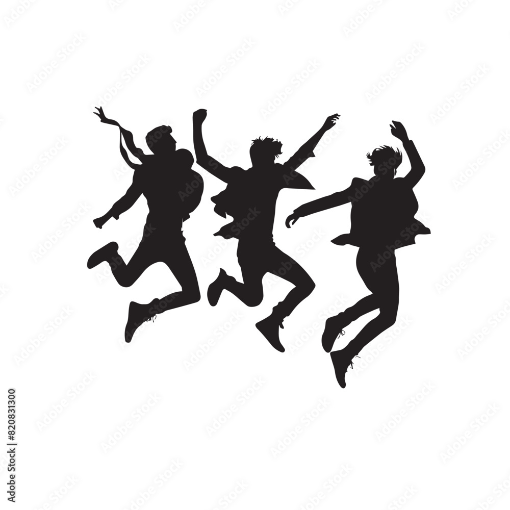 Friends Friendship Group silhouette. Jumping friends' youth background. People silhouette. Friends' logo. Friends Friendship Group silhouette. Jumping friends' youth background. People silhouette. Friends' logo.