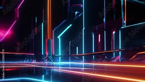  abstract background of neon lights futuristic actractive photo