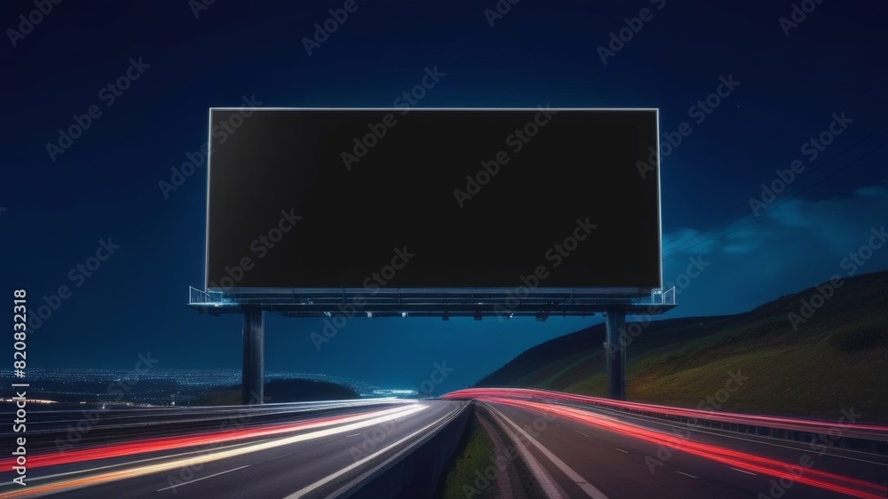 An empty billboard layout. urban life. next to the park area. the template for the design. a large advertising banner on the road
An empty billboard layout. urban life. next to the park area. the template for the design. a large advertising banner on the road