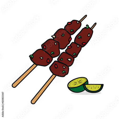 Grilled Chicken Satay with Peanut Lime Sauce. thaican