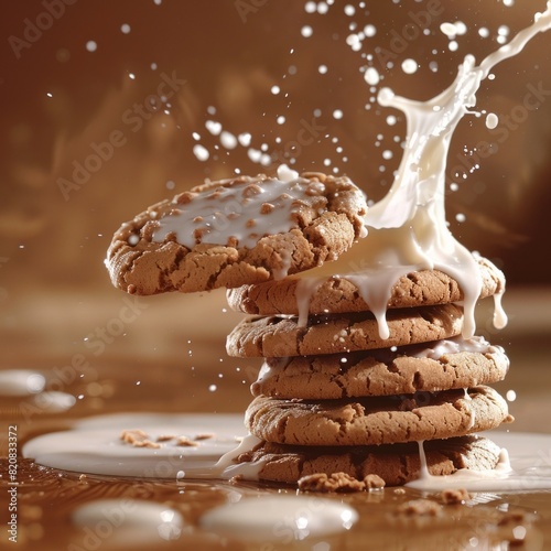 A splash of milk meeting our cookies, creating the ultimate dunking experience.