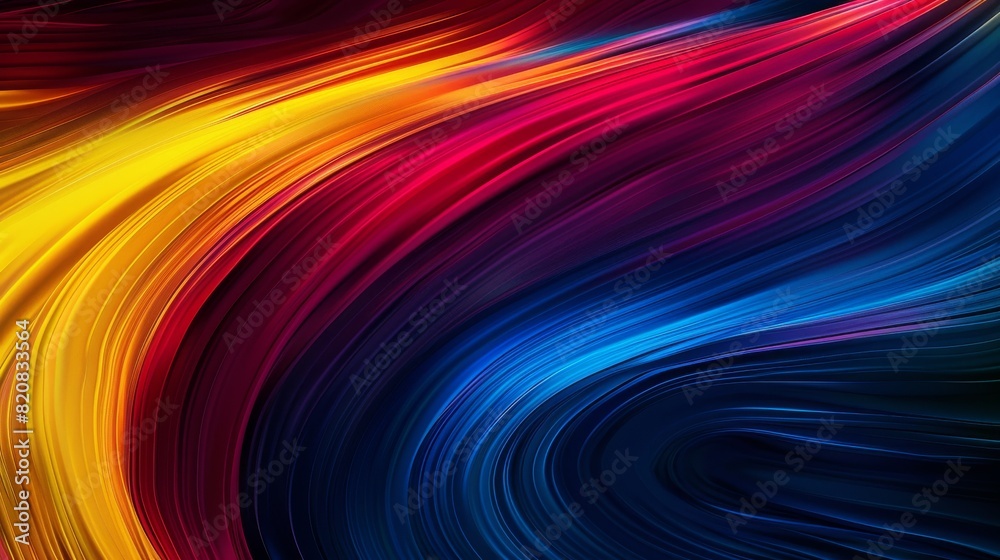 Naklejka premium Bold and Dynamic Color Waves Abstract on Black Backdrop