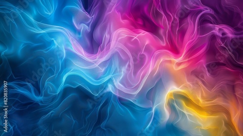 Vivid Abstract Color Waves on Dark Black Backdrop