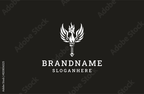 Eagle torch style logo icon design template flat vector