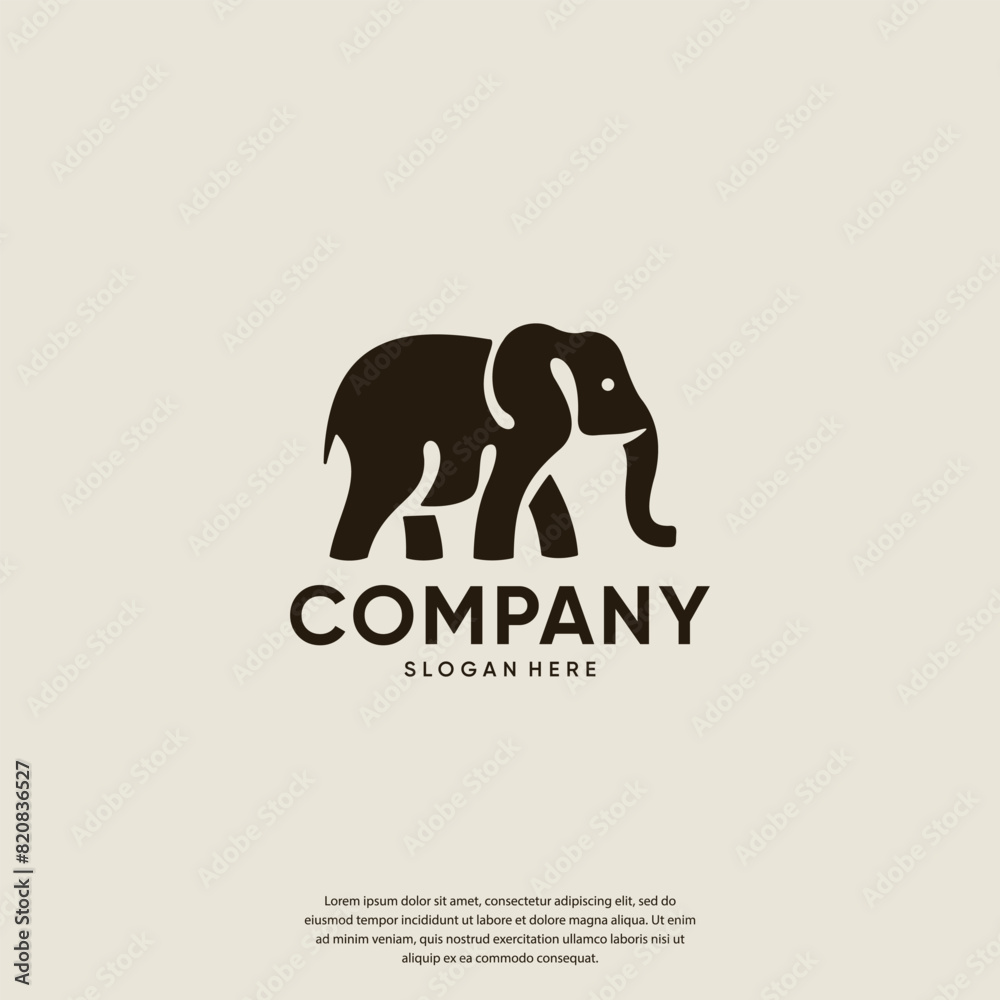big elephant, elegant style, logo design template.