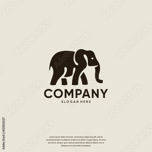 big elephant, elegant style, logo design template.