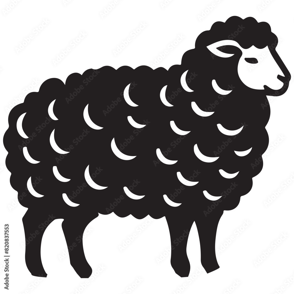 Obraz premium Sheep Silhouette Vector Illustration White Background
