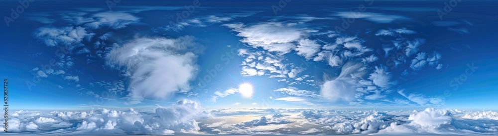 A beautiful blue sky filled with fluffy white clouds