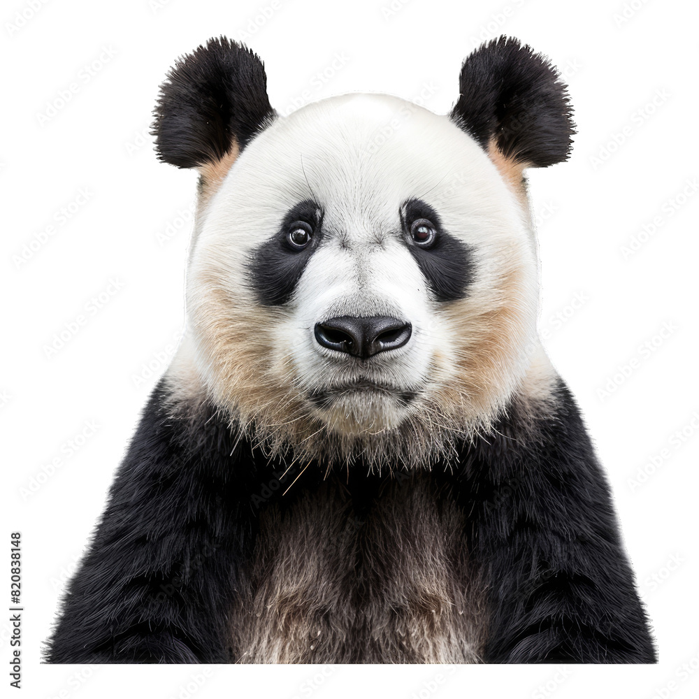 Portrait of panda bear looking camera isolated on white background Portrait of panda bear looking camera isolated on white background