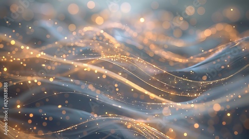 Abstract Delicate Lines and Sparkling Bokeh Luxurious Aura Background