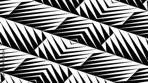 Abstract creative black and white geometric shape zigzag stripe motion background. Video animation Ultra HD 4k footage.