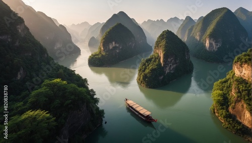 Yangtze River winding throughpicturesque scene of natural beauty