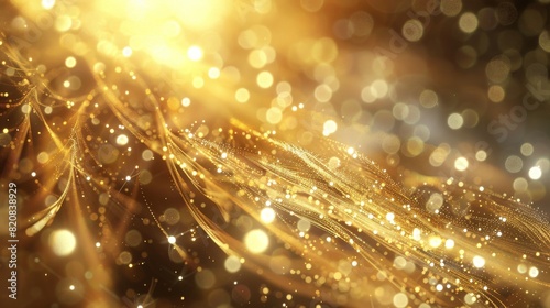 Abstract Delicate Lines and Sparkling Bokeh Luxurious Aura Background