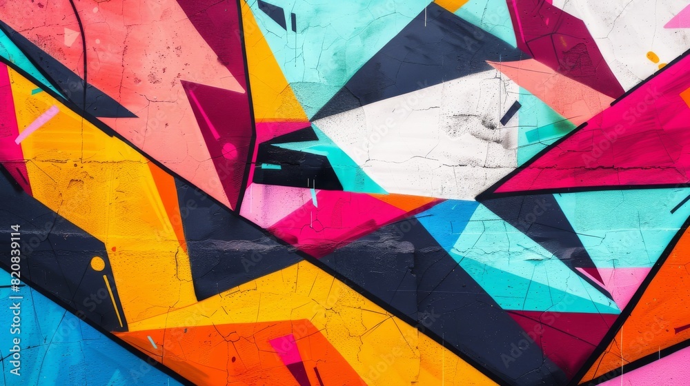 Obraz premium Abstract Geometric Graffiti, Edgy Shapes and Vibrant Background