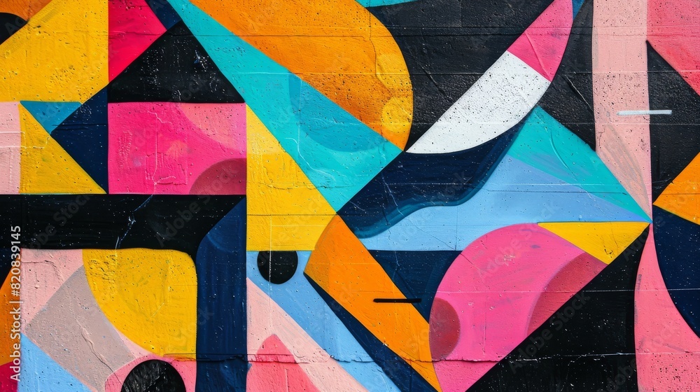 Fototapeta premium Abstract Geometric Graffiti, Edgy Shapes and Vibrant Background