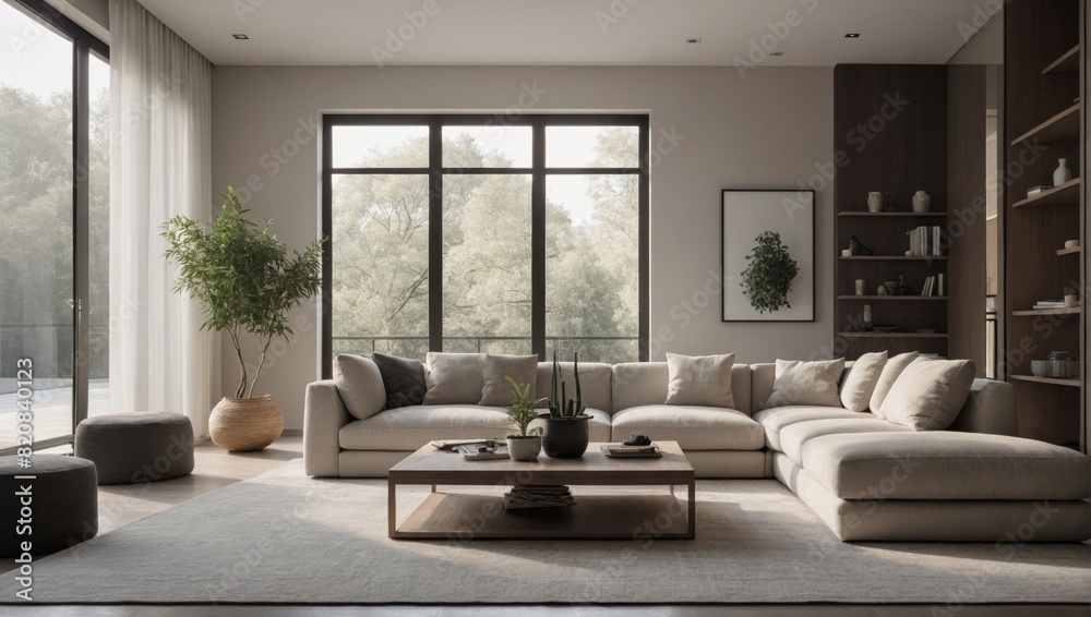 modern minimalist living roomclean lines and neutral colors