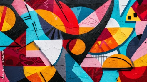 Abstract Geometric Graffiti, Edgy Shapes and Vibrant Background