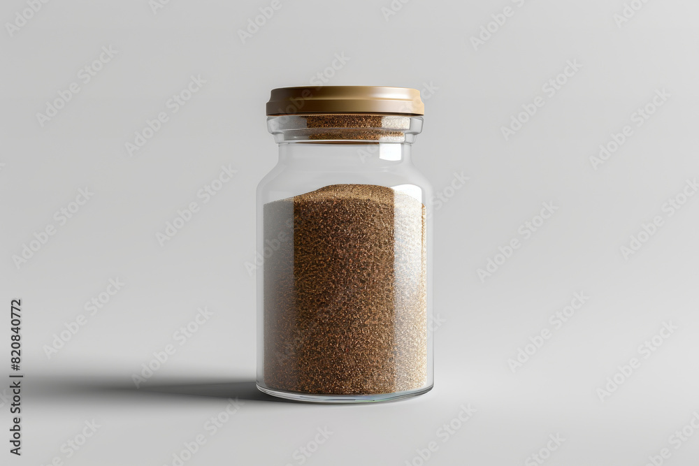 Glass Jar Filled With Sand on Table Glass Jar Filled With Sand on Table
