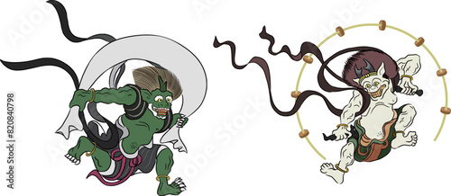 浮世絵　風神と雷神