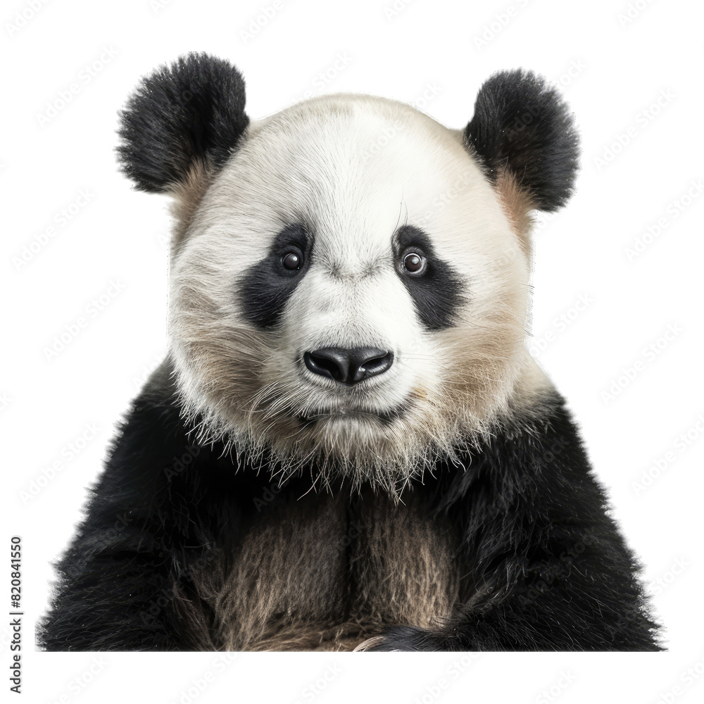 Portrait of panda bear looking camera isolated on white background Portrait of panda bear looking camera isolated on white background