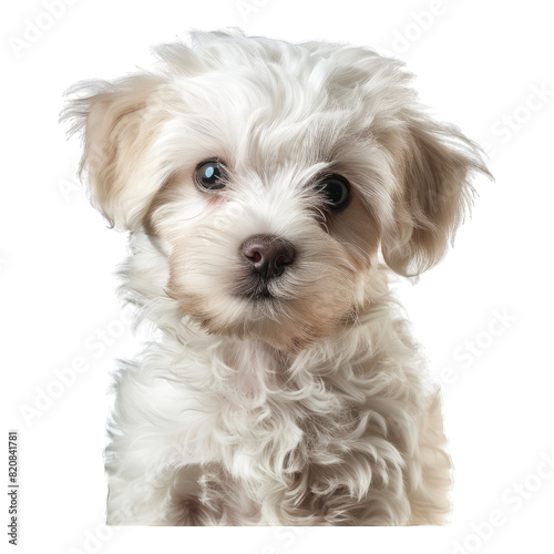 Portrait of White puppy bear looking camera isolated on white background