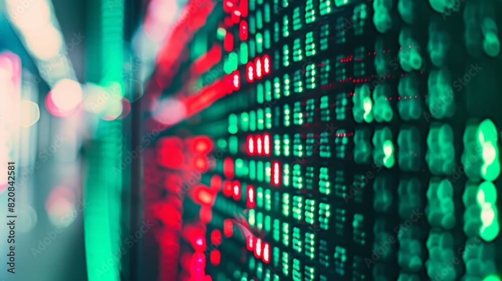 A stylized photograph of a digital screen, rapidly changing stock market prices, abstract blur, sharp contrasts of green and red. Background is a minimalist modern office, sleek design elements. Cool A stylized photograph of a digital screen, rapidly changing stock market prices, abstract blur, sharp contrasts of green and red. Background is a minimalist modern office, sleek design elements. Cool