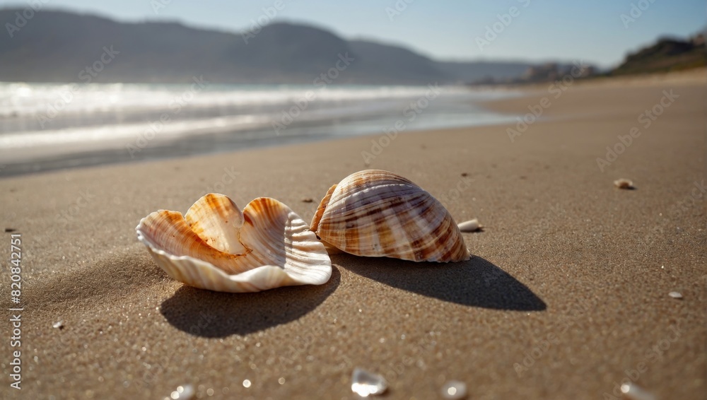 Heart-shaped Seashell on Sandy Beach, Natural BackgroundSoft Waves - Relaxing Coastal Scene Heart-shaped Seashell on Sandy Beach, Natural BackgroundSoft Waves - Relaxing Coastal Scene
