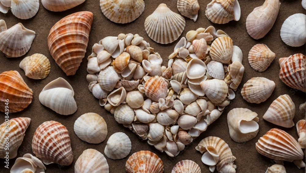 Heart Shaped Seashell Coastal BackgroundNatural Elements
