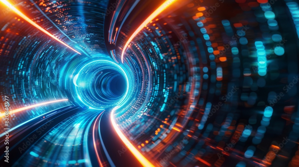 Hypersonic Highway, A Glowing Vortex of Data Represents Unparalleled Speed Abstract background Hypersonic Highway, A Glowing Vortex of Data Represents Unparalleled Speed Abstract background