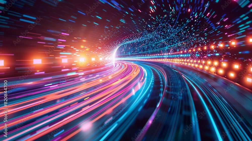 Hypersonic Highway, A Glowing Vortex of Data Represents Unparalleled Speed Abstract background Hypersonic Highway, A Glowing Vortex of Data Represents Unparalleled Speed Abstract background