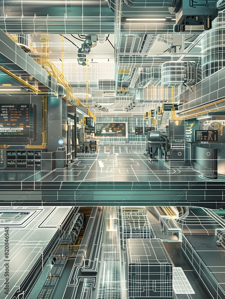 Fototapeta premium Intricate Exchange Floor Plan A Technical Blueprint for Financial Infrastructure