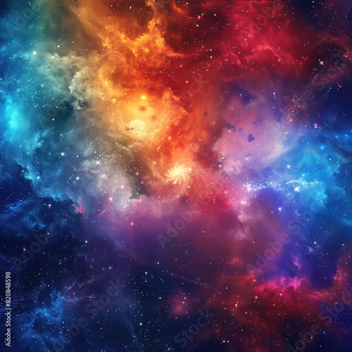 Fantastic supernova Colorful space galaxy cloud nebula scenery background. Generative AI