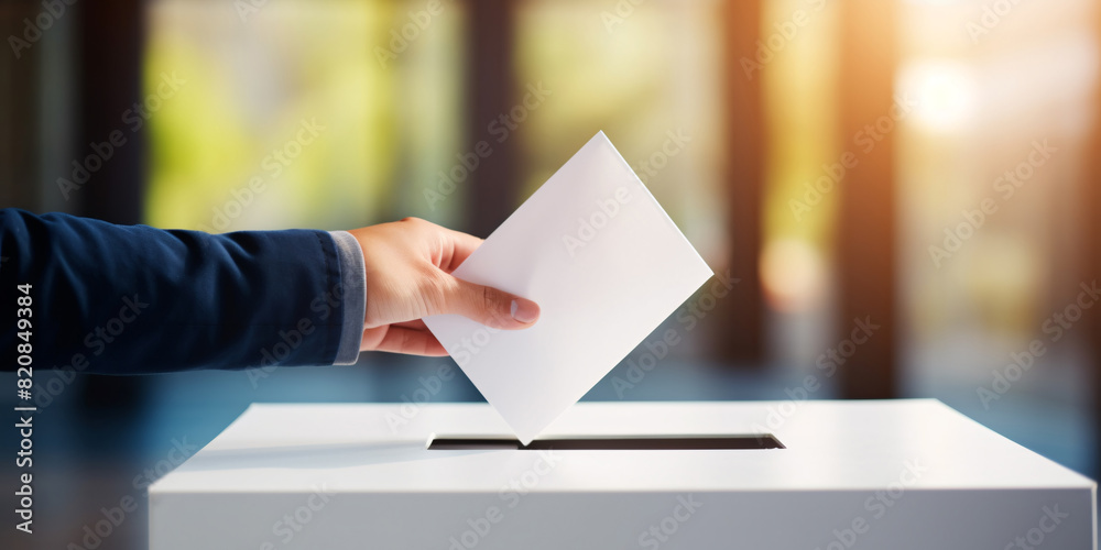 A businessman holding a blank card put to the box A businessman holding a blank card put to the box