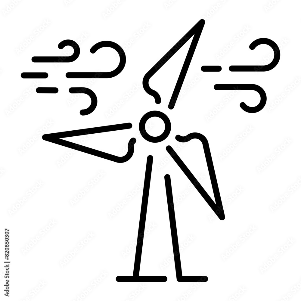 A customizable line icon of wind power A customizable line icon of wind power