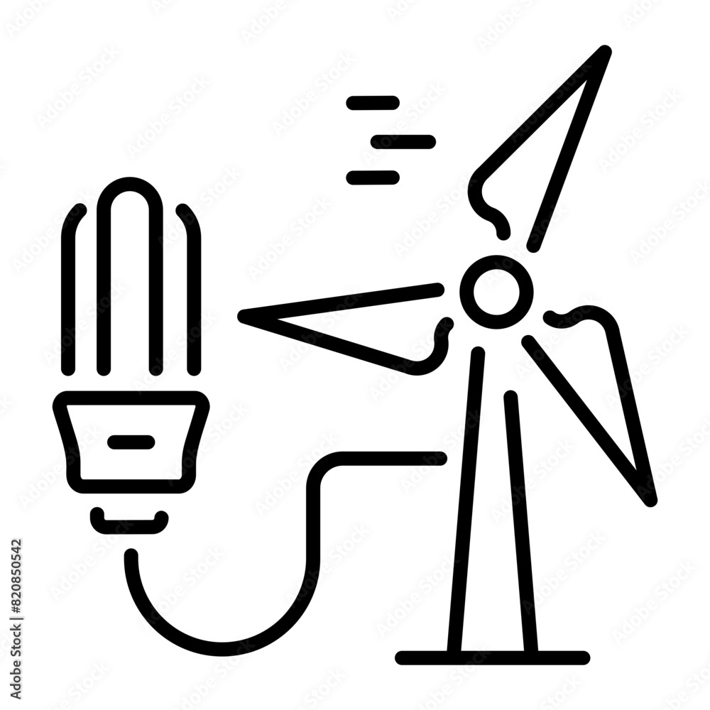 Here is a line icon of windmill electricity Here is a line icon of windmill electricity