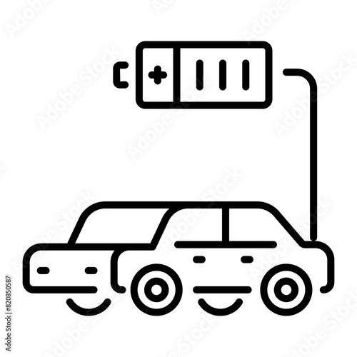 A handy line icon of charging vehicle 