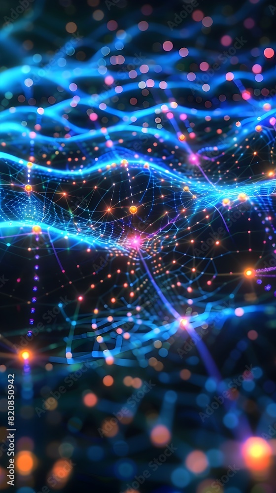Obraz premium Interconnected Data Streams A Holographic Vision of a Futuristic Digital World