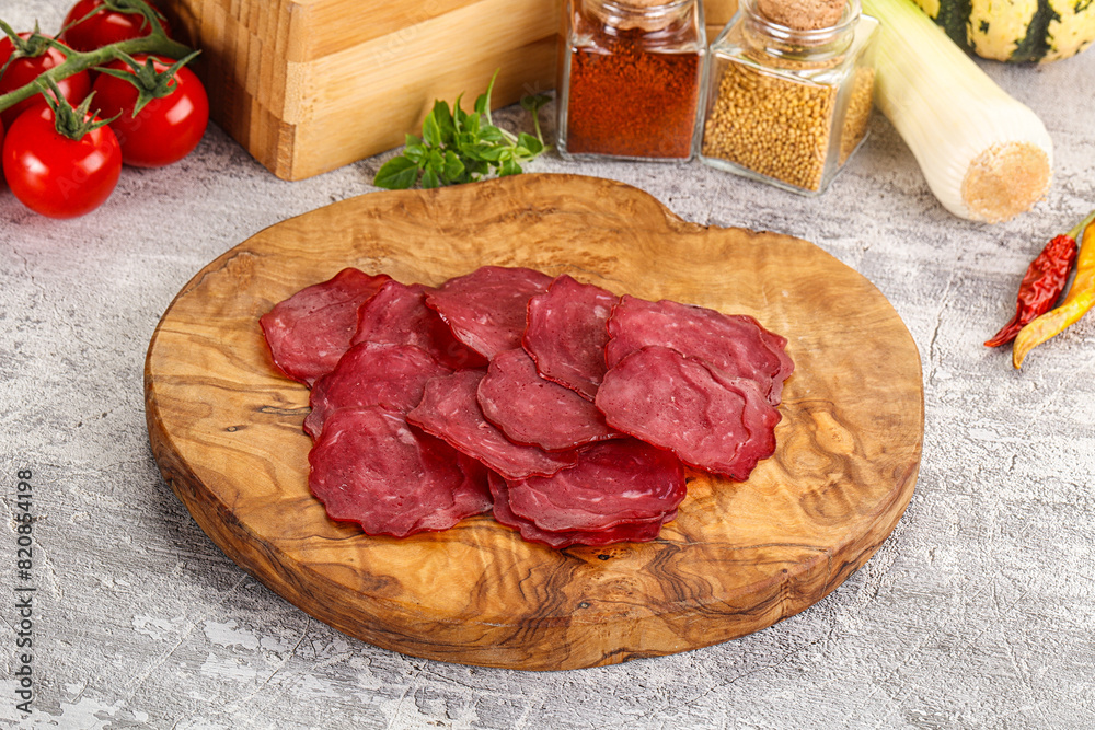 Smoked beef meat - Pastrami slices Smoked beef meat - Pastrami slices