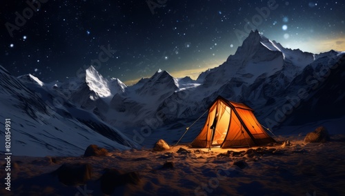 Cosmic Campfire Rough Terrain Tent with Starry Backdrop © ART IMAGE DOWNLOADS
