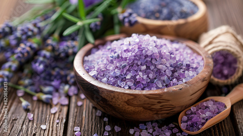 Spa composition with beautiful lavender and sea salt 