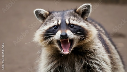 A Raccoon With Its Mouth Open Panting After A Lon