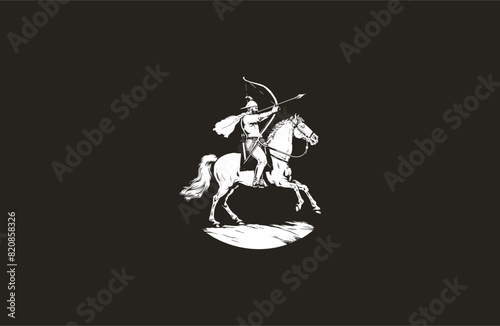 Horseman logo icon design template vector illustration