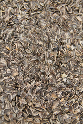 A Textured Background Image of Sunflower Seeds.