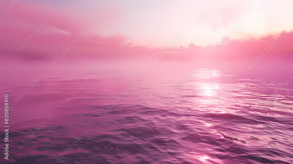 Fototapeta premium Pink fog sea, pink sky