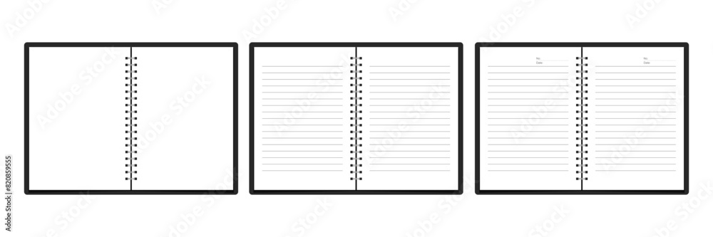 Blank open book or notepad vector template. Notebook and bookmark template in different views isolated on white background. Realistic blank booklet cover, notebook 3d vector set. Blank open book or notepad vector template. Notebook and bookmark template in different views isolated on white background. Realistic blank booklet cover, notebook 3d vector set.