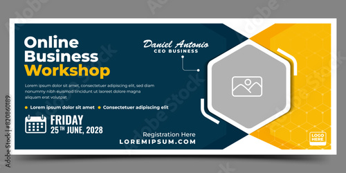 Business webinar modern horizontal banner template design
