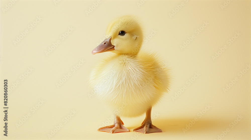 Small Yellow Duckling Against Yellow Background Small Yellow Duckling Against Yellow Background